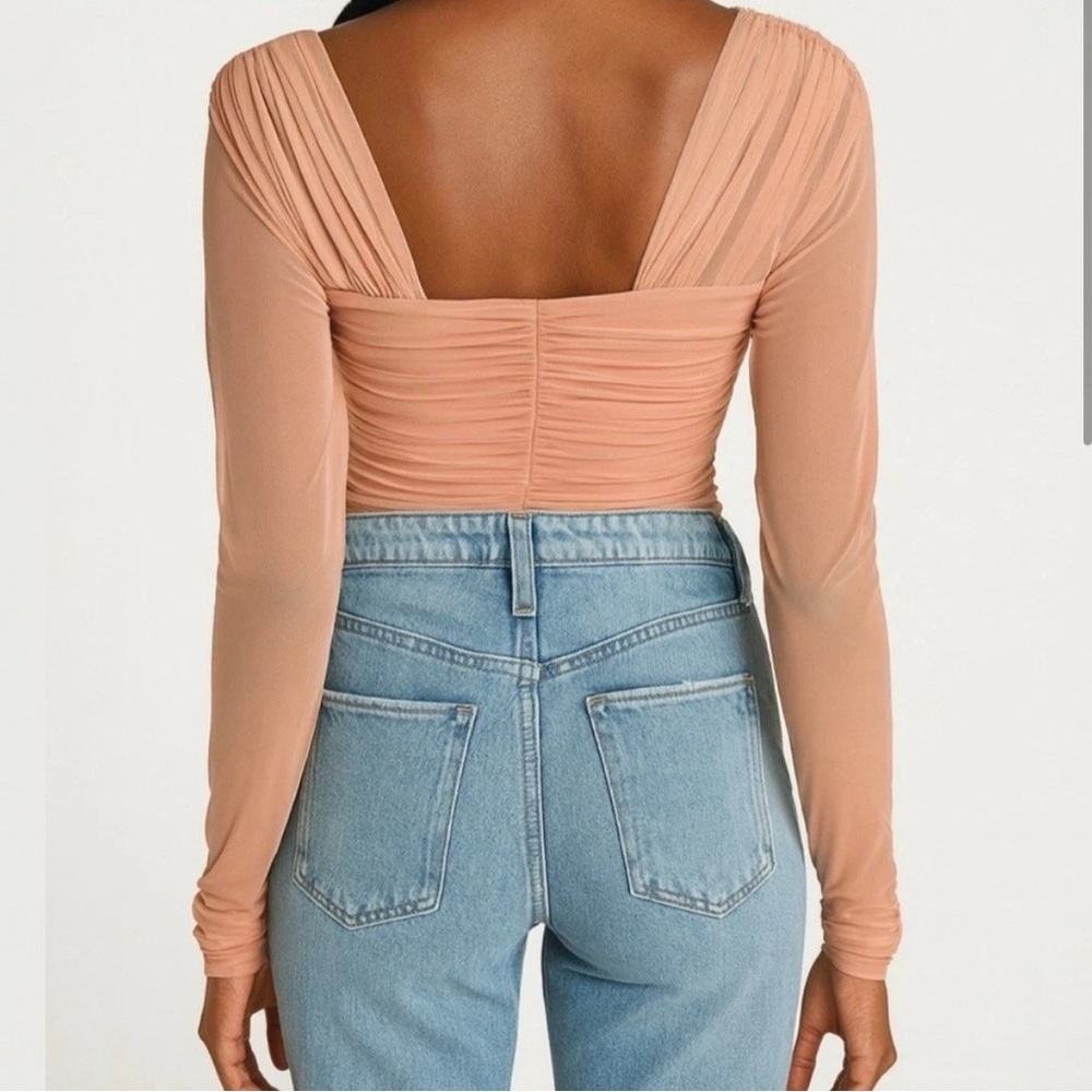 A.L.C Jackie Ruched Tulle Jersey Long Sleeve Top /SMALL - Picture 3 of 11